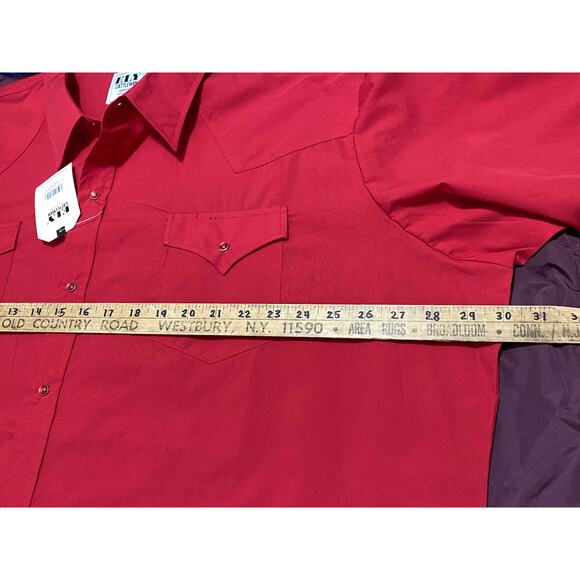 NWT “ELY CATTLEMAN” RED WESTERN SHIRT w/PEARL SNAP BUTTONS TALL MAN 3XLT - Picture 3 of 8
